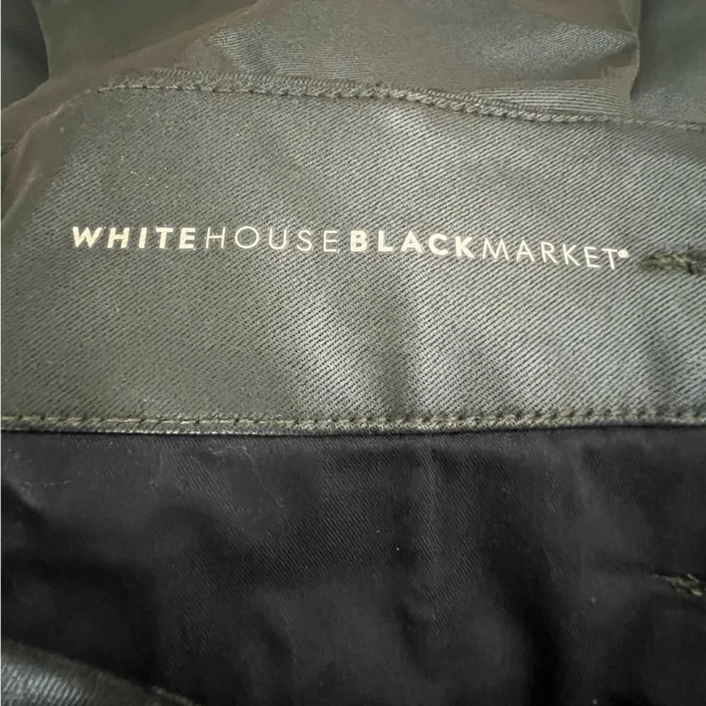 NWT New 14S 14 short Whbm coated denim jeans curvy fatigue green faux leather